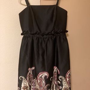 Paisley print convertible strap party dress